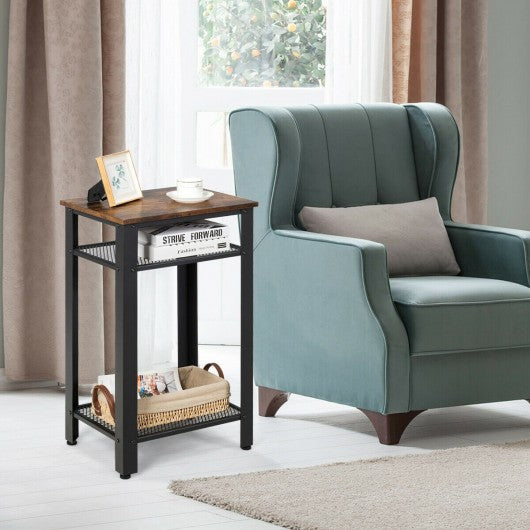 3-Tier Industrial Tall Nightstand Side End Telephone Table