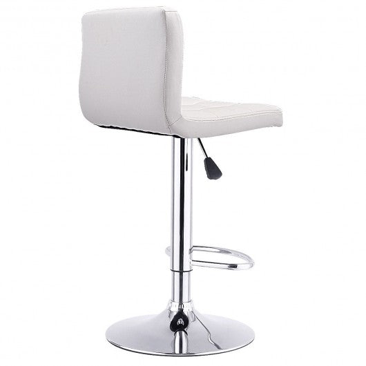 1 PC Bar Stool Swivel Adjustable PU Leather Barstools Bistro Pub Chair-White
