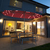 15 Ft Patio LED Crank Solar Powered 36 Lights  Umbrella without Weight Base-Burgundy