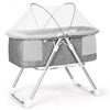 2 in 1 Foldable Crib with Detachable & Thicken Mattress-Gray