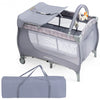 Foldable Baby Playard with Changing Station-Gray