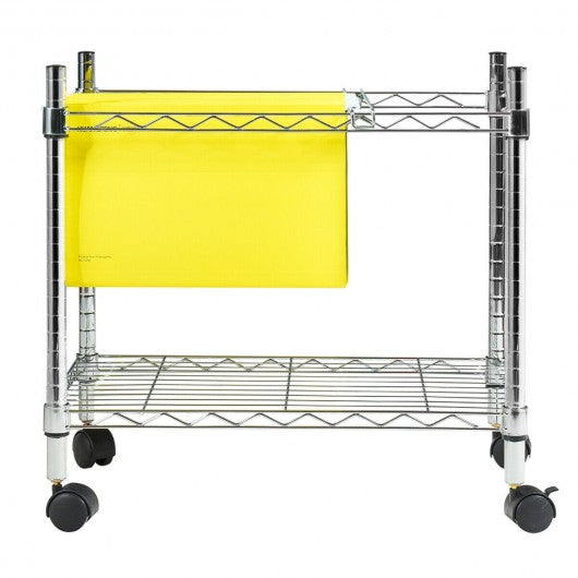 Metal Rolling File Cart for Letter Size or Legal Size Folder Storage
