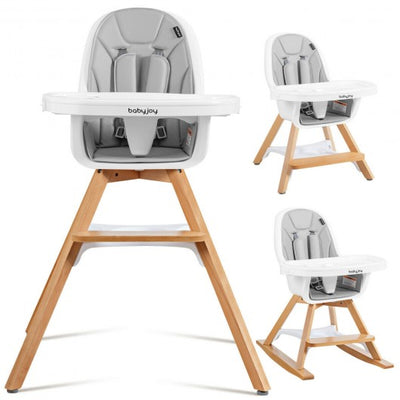 3-in-1 Convertible Wooden Baby High Chair