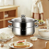 2 Tier Stainless Steel Steamer Pot with Glass Lid