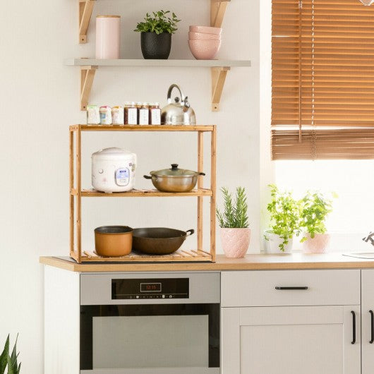 Multifunctional 3 Bamboo Adjustable Utility Storage Stand Rack