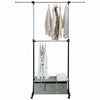 2-Rod Adjustable Garment Rack with Shelf & Storage Boxes