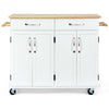 Wood Top Rolling Kitchen Trolley Island Cart Storage Cabinet