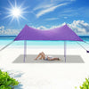 10' x 9' Family Beach Tent Canopy Sunshade w/ 4 Poles-Purple