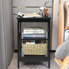 3-Tier Nightstand End Table with X Design Storage -Black