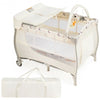 Foldable Baby Playard with Changing Station-Beige