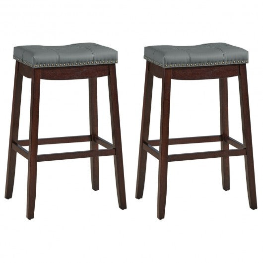 29€�Set of 2 Nailhead Saddle Bar Stools