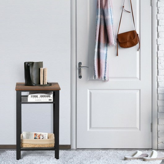 3-Tier Industrial Tall Nightstand Side End Telephone Table