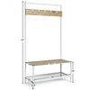 3 in 1 Industrial Coat Rack with 2-Tier Storage Bench and 5 Hooks