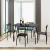 5 Pcs Dining Table Set with 4 Chairs - Black