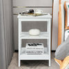 3-Tier Nightstand End Table with X Design Storage -White