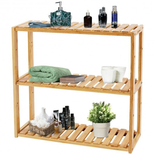 Multifunctional 3 Bamboo Adjustable Utility Storage Stand Rack