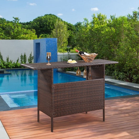 Outdoor Patio Rattan Bar Counter Table