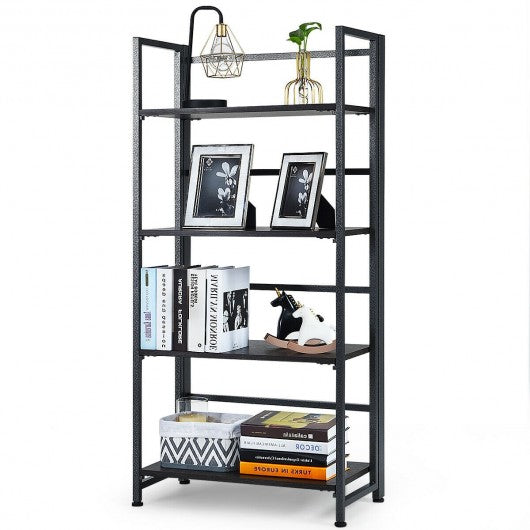 4-Tier Folding Bookshelf Foldable Portable Metal Storage