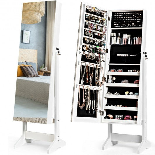 Standing Jewelry Armoire Cabinet with Full Length Mirror