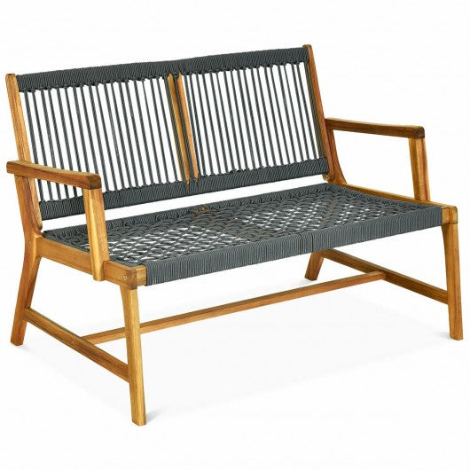 2-Person Patio Acacia Wood Yard Bench