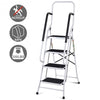 2-in-1 Non-slip 4 Step Folding Stool Ladder with Handrails
