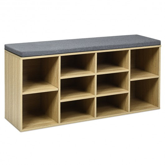 10-Cube Organizer Entryway Padded Shoe Storage Bench