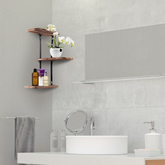 Wall Corner Shelves 3-Tier Rustic Wood Floating Storage Shelves