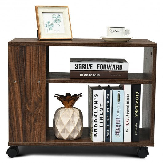 3-tier Side Table with Wheels & Large Storage Shelf