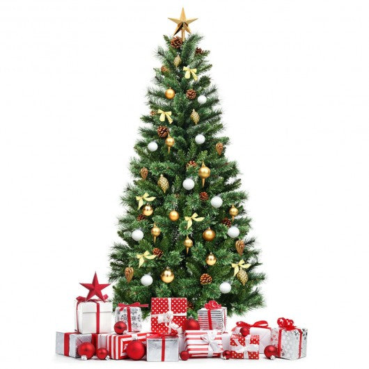 7 ft Premium Hinged Artificial Christmas Tree with Pine Cones