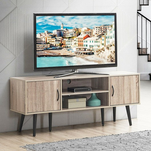 TV Stand w/ 2 Storage Cabinets 2 Open Shelves