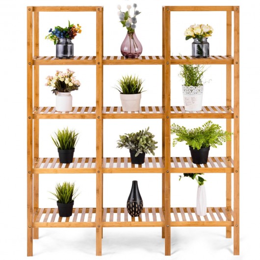 Multifunctional Bamboo Shelf Flower Plant Display Stand