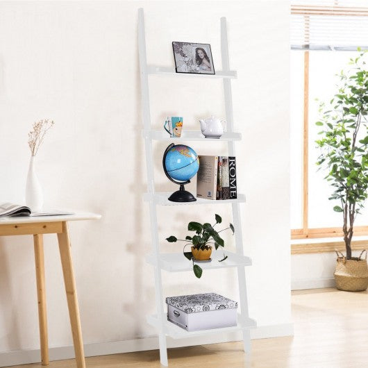 5-Tier Leaning Wall Display Bookcase