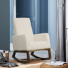 Mid Century Retro Fabric Upholstered Massage Rocking Chair-Beige