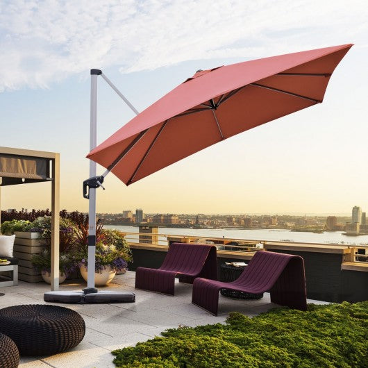 10 Ft 360 Degree Tilt Aluminum Square Patio Offset Cantilever Umbrella