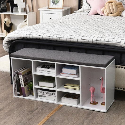 10-Cube Organizer Entryway Padded Shoe Storage Bench