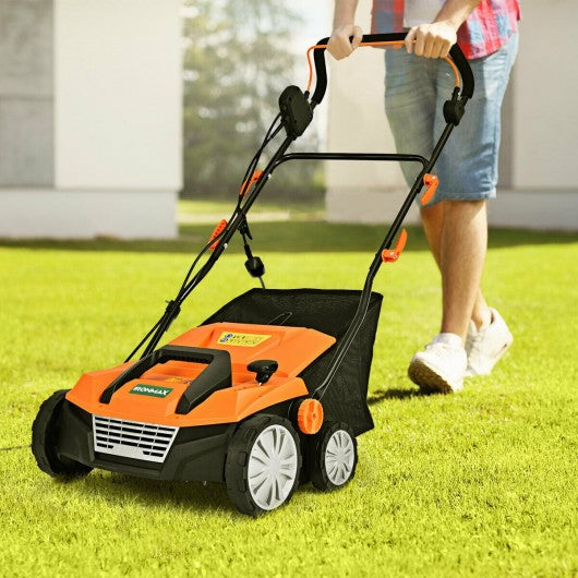13Amp Corded Scarifier 15� Electric Lawn Dethatcher-Orange