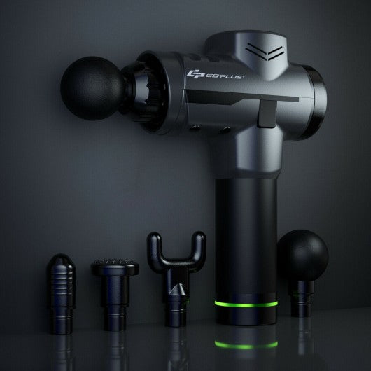 Powerful Rechargeable Deep Muscle Massager with 4 Heads-Black