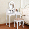 White Vanity Makeup Dressing Table with Rotating Mirror + 3 Drawers