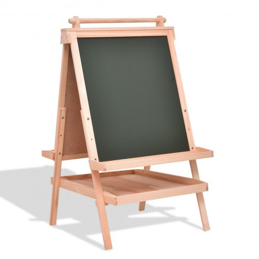 All in One Kid's Double Side Wooden Art Easel with Paper Roll