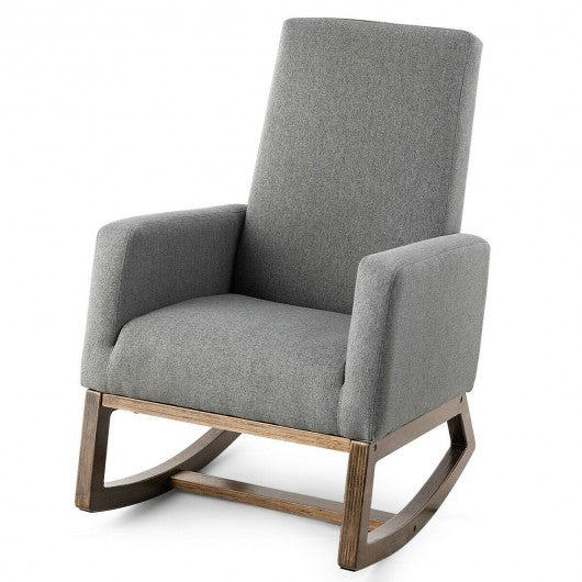 Mid Century Retro Fabric Upholstered Massage Rocking Chair