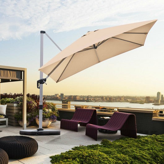 10 Ft 360 Degree Tilt Aluminum Square Patio Offset Cantilever Umbrella