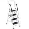 2-in-1 Non-slip 4 Step Folding Stool Ladder with Handrails