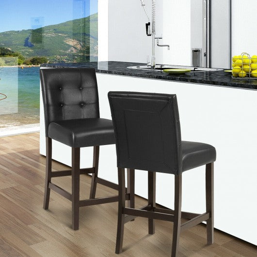 Set of 2 PVC Leather Bar Stools