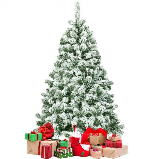 4.5 ft Snow Flocked Artificial Christmas Tree with 400 Tips and Foldable Base