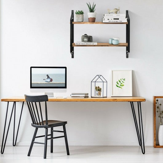 Wooden Wall-Mounted 2-Tier Floating Shelves