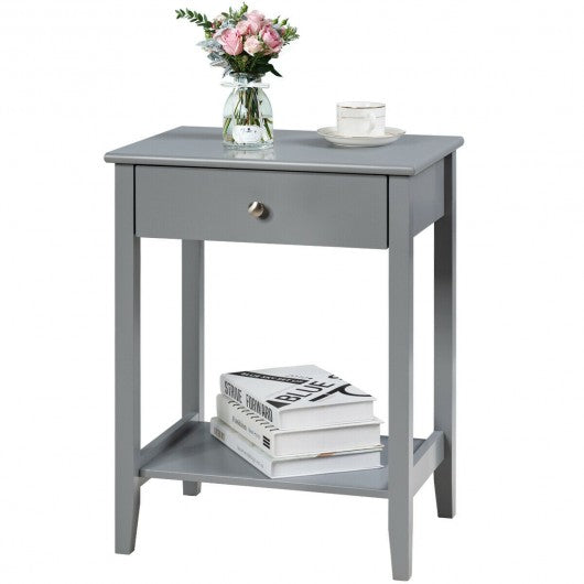 Wooden Nightstand End Table Storage Display