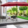 15' Twin Patio Umbrella Doubleided Outdoor Market Umbrella without Base -Wine