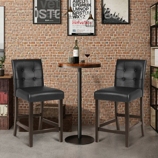Set of 2 PVC Leather Bar Stools