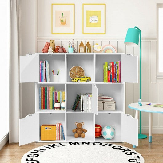 9 Cube Storage Wood Divider Bookcase-White
