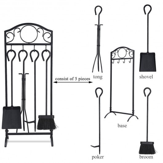 5 Pieces Decor Holder Fireplace Tools Set